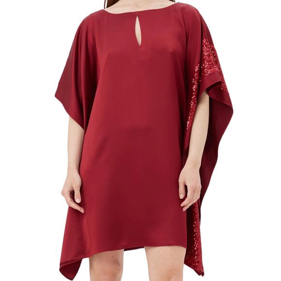 Trina Turk Dresses & Skirts - Trina Turk Renna Cape Keyhole Sequin Satin Cocktail Dress, XS, Red | NEW $278